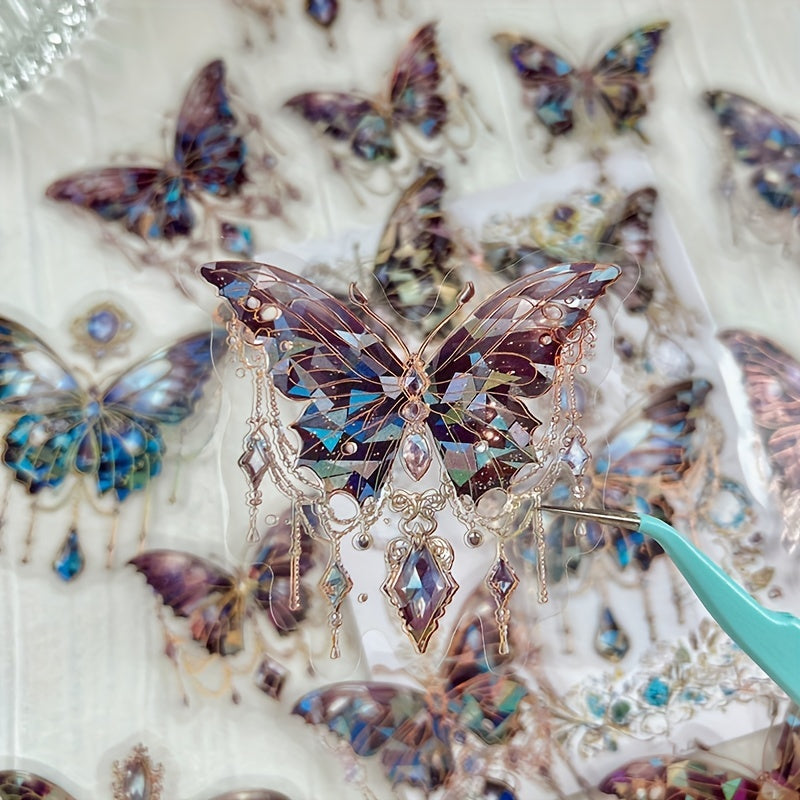 20pcs Butterfly Decorative PET Stickers Retro Diy Handbook Material