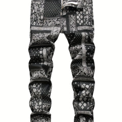 Boys 3D Print Jeans Skinny Slim Fit Denim Long Pants