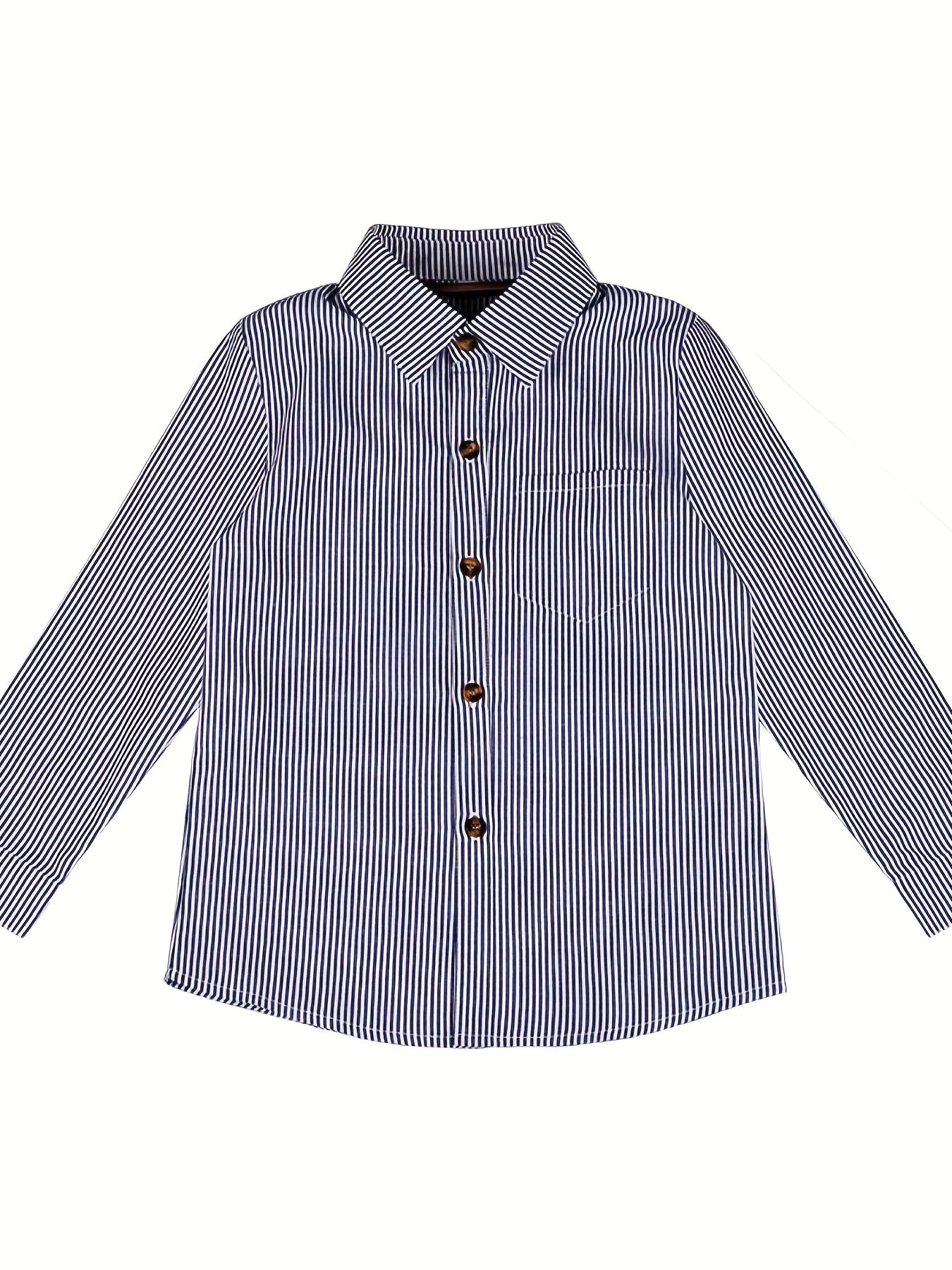 Boys Formal Top Shirt Long Sleeve Lapel Solid Color