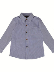 Boys Formal Top Shirt Long Sleeve Lapel Solid Color