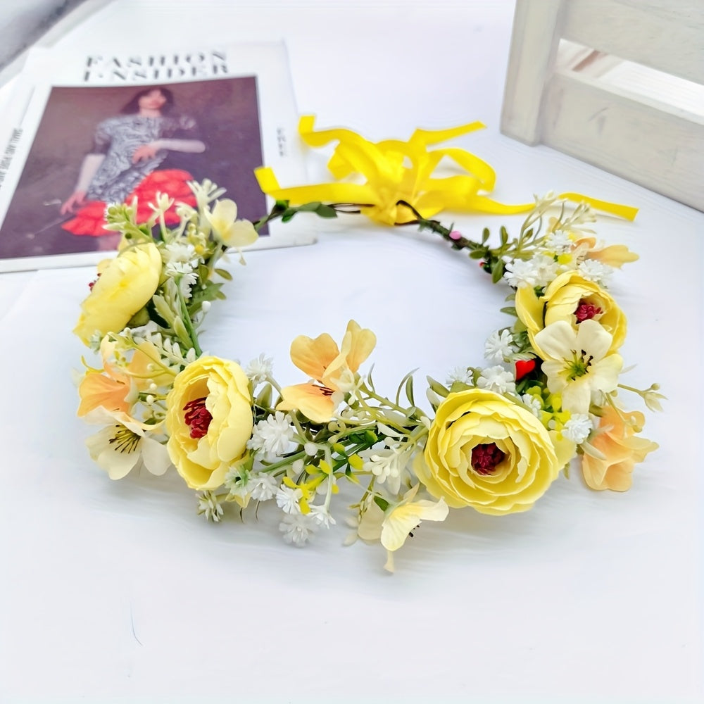 Bohemian Flower Crown Headpiece for Wedding Party