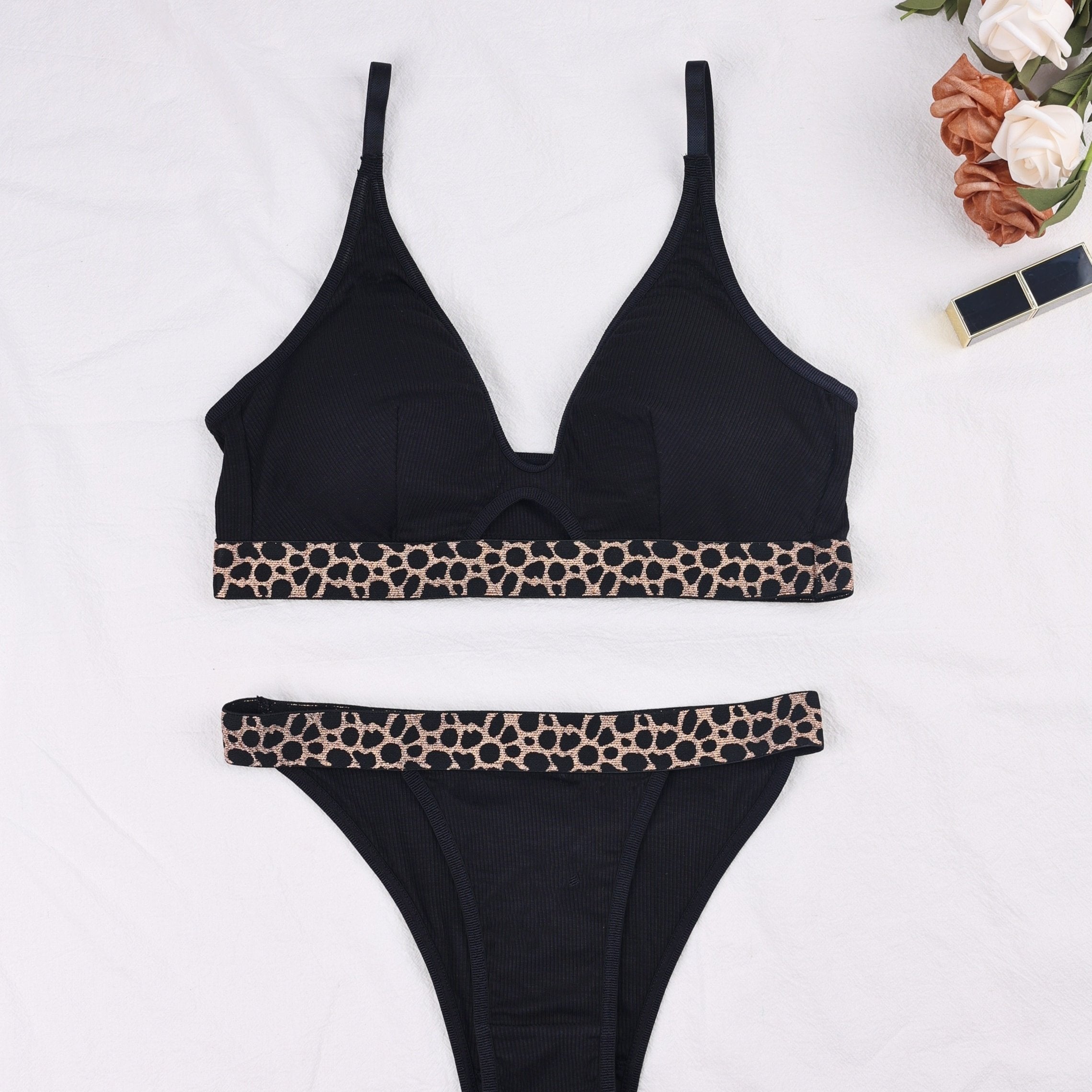 Leopard Print Bra & Panties Lingerie Set