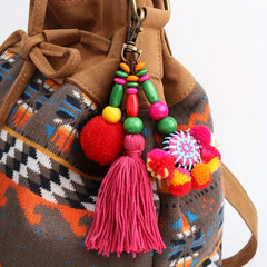Boho Pom Pom Tassel Keychain Mexican Key Ring Bag Charm