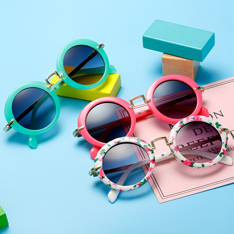 Girls Round Frame Sunglasses UV Protection for Outdoor Activities
