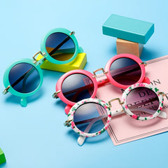 Girls Round Frame Sunglasses UV Protection for Outdoor Activities