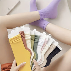 5 Pairs Solid Mid Tube Socks for Women