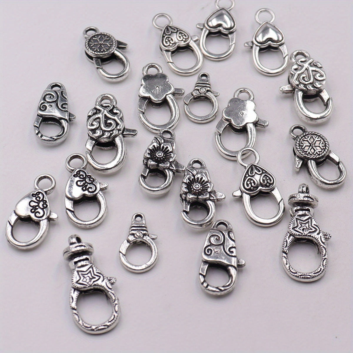 20pcs Mixed Ancient Silvery Alloy Lobster Clasp DIY Materials