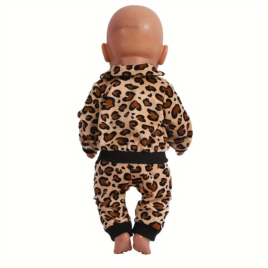 Leopard Print Baby Clothes Set for 16-18 Inch Dolls - No Doll