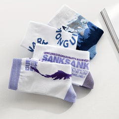 4 Pairs Letter Print Socks Comfy Sports Crew Women's Stockings