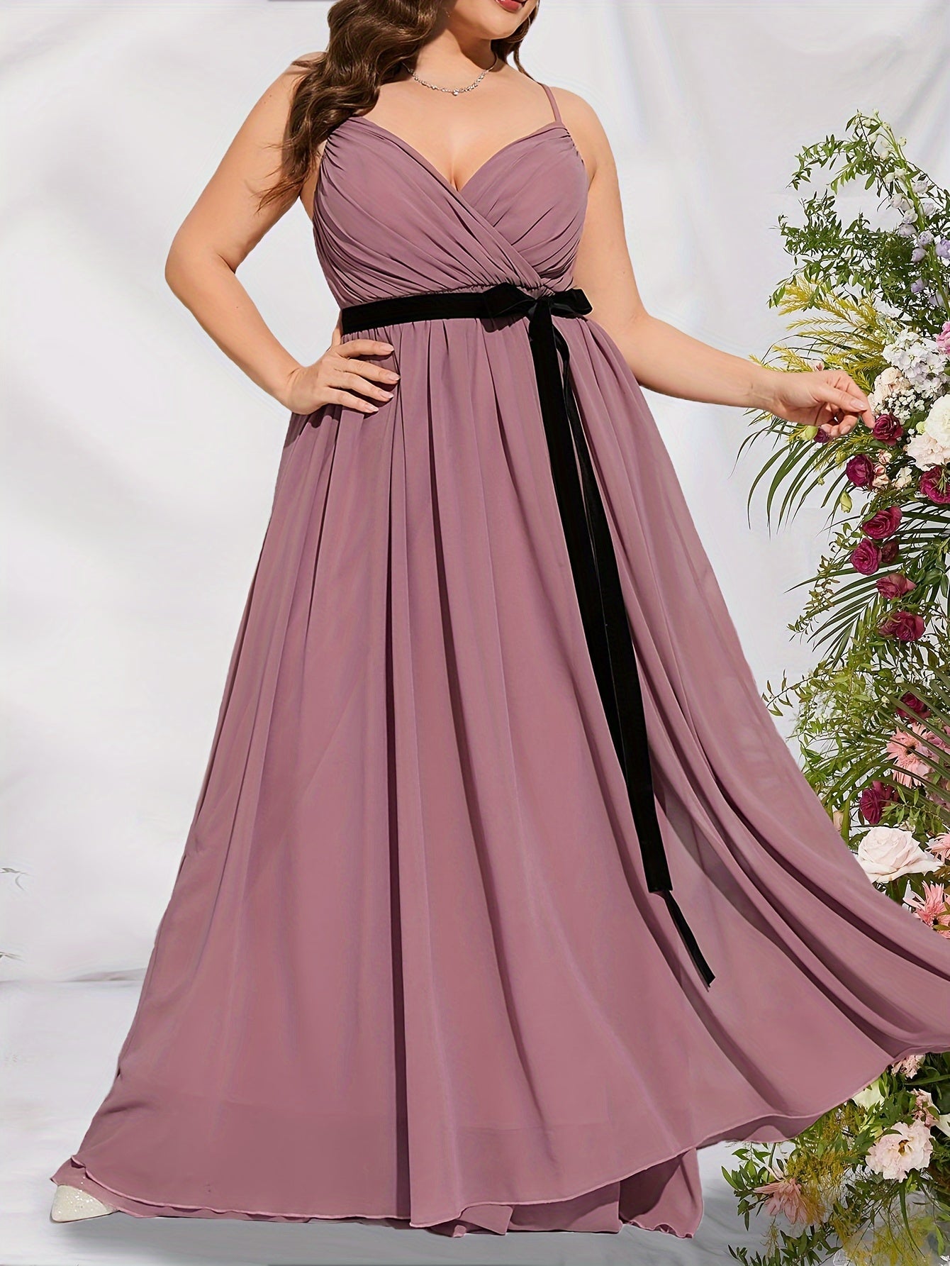 Bow Knot Mesh Maxi Evening Formal Dress