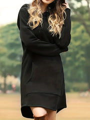 Drawstring Hooded Dress with Pockets for Women