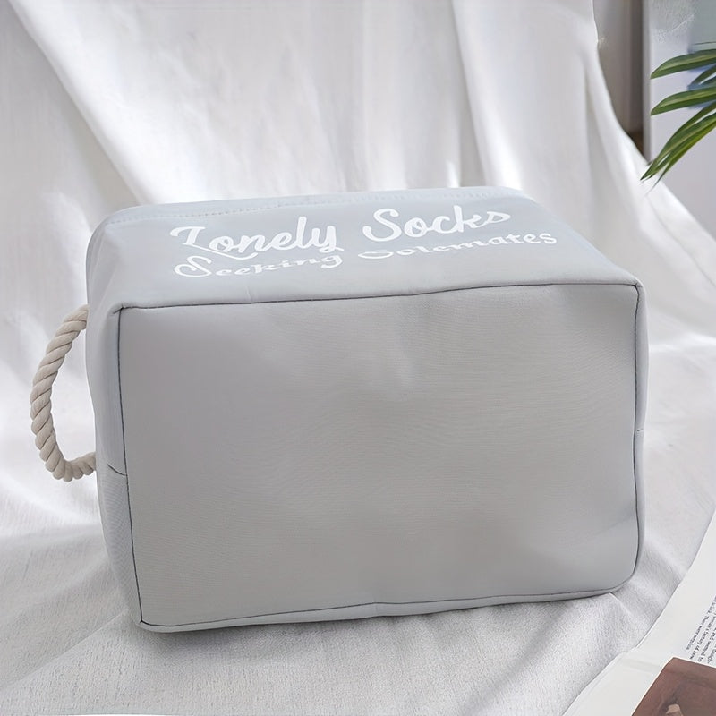 Large Fabric Storage Box w/ Rope Handles - Lonely Sock Seeking Solema