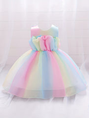 Princess Dress Ruffle Sleeveless Bow Tutu Skirt for Girls Catwalk Birthday Party