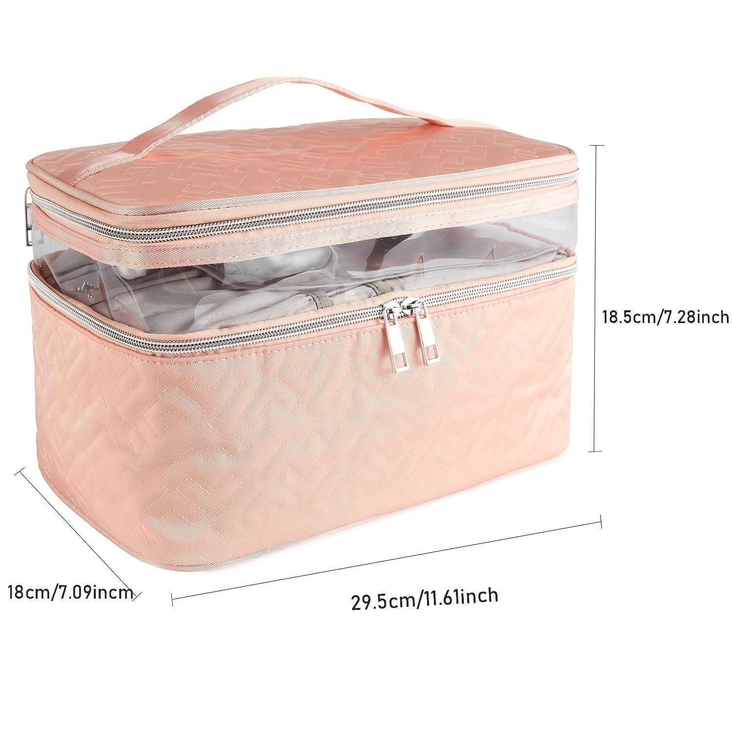 Double Layer Makeup Case With Handle Portable Cosmetic Organizer