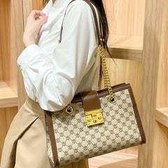 Women's Beige Shoulder Bag w/ Chain Crossbody