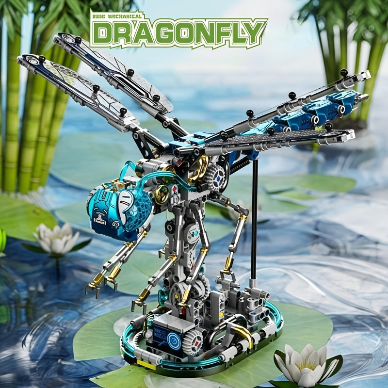 Mechanical Dragonfly Building Blocks with Light Insect Model Toy