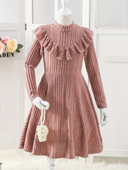 Girls Ruffle Trim Sweater Dress for Autumn Winter