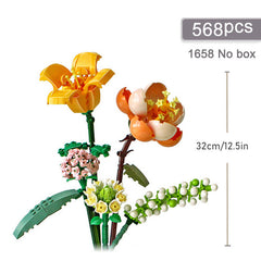 DIY Chrysanthemum Rose 3D Model Toy Mini Building Block Bouquet Home Decor