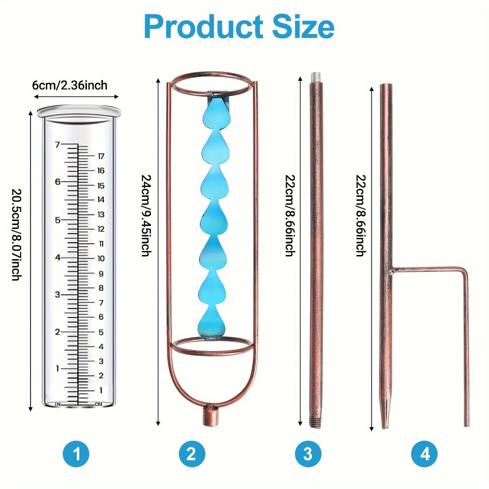 Adjustable Height Frostproof Rain Gauge With Stake