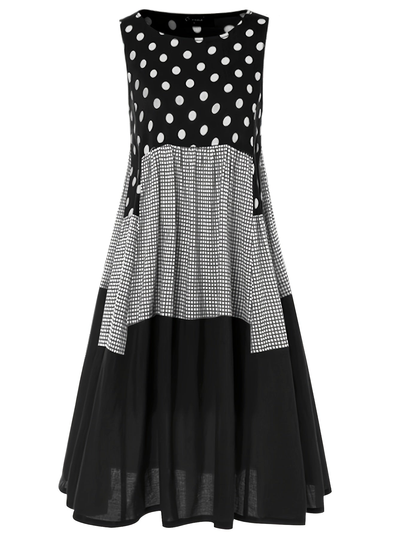 Polka Dot Splicing Maxi Dress Women's Clothing