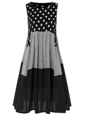 Polka Dot Splicing Maxi Dress Women's Clothing