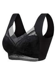 Lace Wireless Bra Full Coverage Comfy Breathable Women's Lingerie