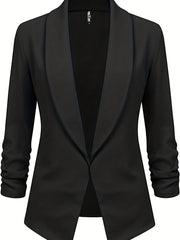 Ruched 3/4 Sleeve Blazer Work Office Outerwear