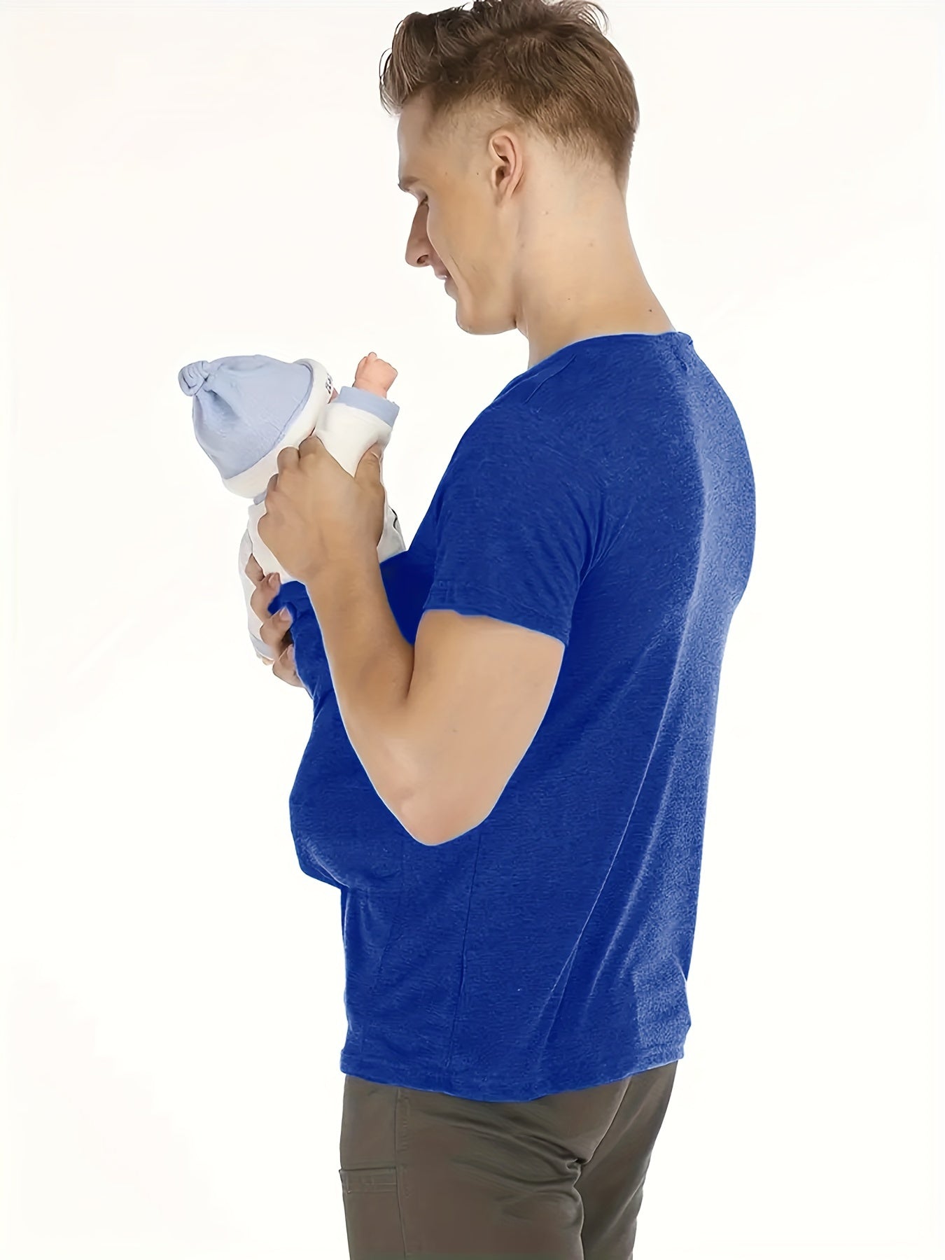 Men's Short Sleeve V Neck T Shirt With Kangaroo Pocket