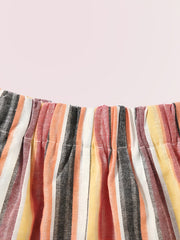 Striped Elastic Waist Shorts for Women