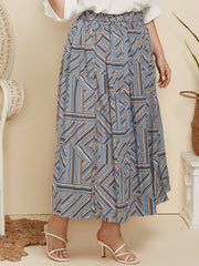 Geometric Print High Waist Maxi Skirt Women's Plus Loose Fit Casual Maxi Skirt