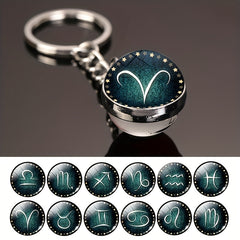 12 Constellation Crystal Glass Alloy Key Chain Delicate Gift