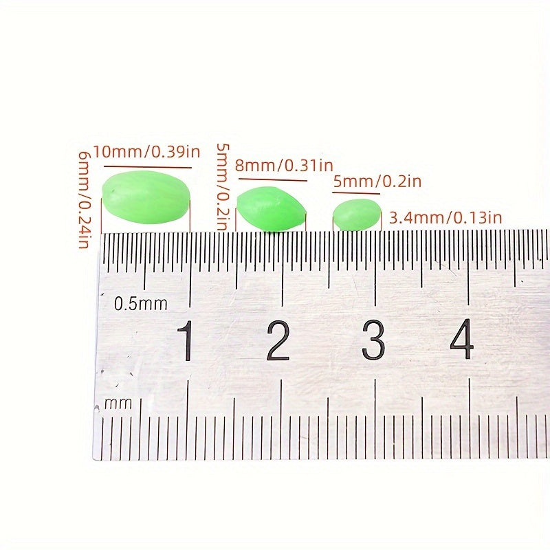 100pcs Luminous Oval Shaped Fishing Beads Soft For Rigs Making