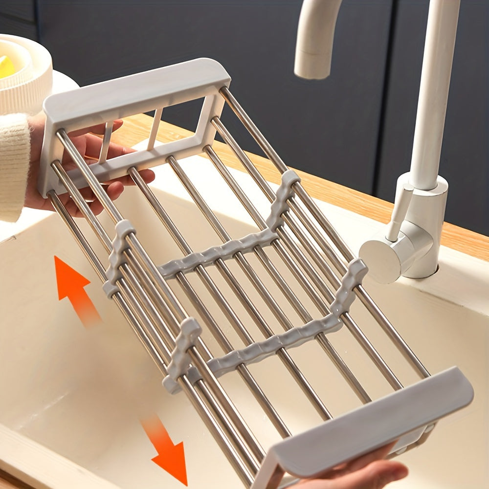 1pc Retractable Drain Rack Kitchen Rack Convenient Storage Rack