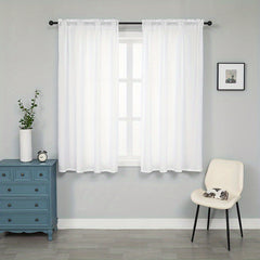 Velvet Sheer Rod Pocket Curtains - Privacy in Kitchen Bedroom Living Room