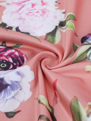 Women's Plus Floral Print Long Sleeve Surplice Neck Belted Dress