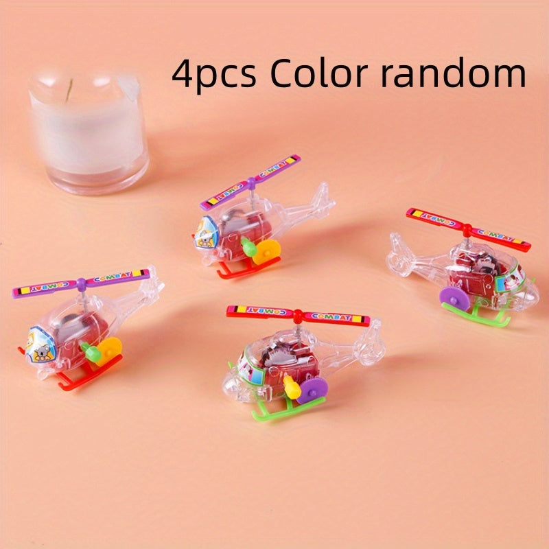 4pcs Mini Aircraft Plastic Helicopter Toy with Propeller Rotatable