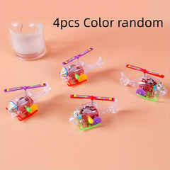 4pcs Mini Aircraft Plastic Helicopter Toy with Propeller Rotatable