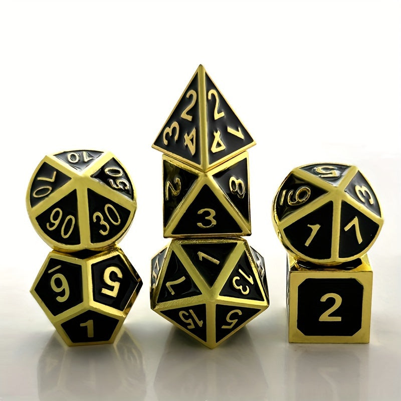 7pcs Metal Dice For Fun Game Number Dice Desktop Entertainment