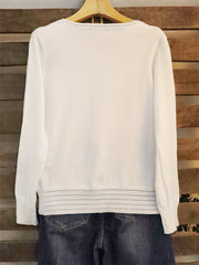 Women's Button Down Cardigan Crew Neck Sweater