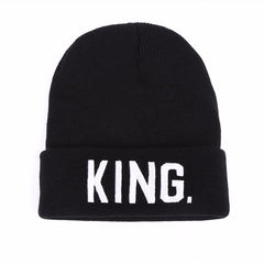 1pc KING QUEEN Thermal Knit Cap Beanie Hat