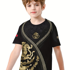 MEXICO Symbol 3D Print Boy's Casual Tees Short Sleeve Crew Neck