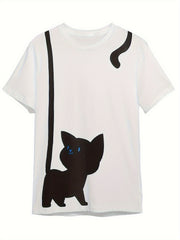 Kids Cat Graphic Short Sleeve T-shirt Summer Sports Clothes
