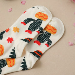 Cactus Print Mid Tube Socks Women's Stockings