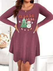 Christmas Nightdress Women's Cartoon Snowman Print Tee Sleep Dress