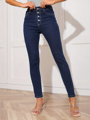 Dark Slim Fit Skinny Jeans Single Breasted Button