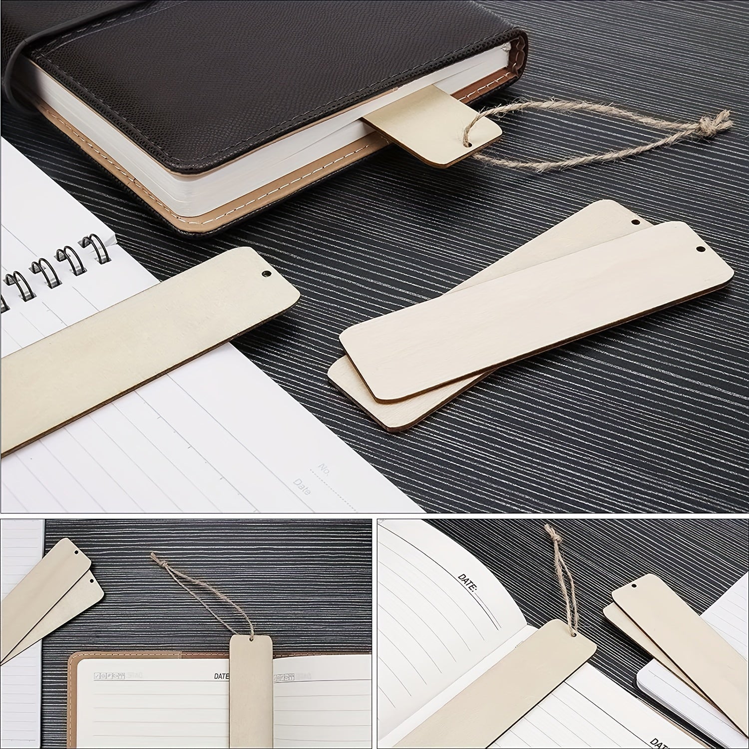 100pcs Wood Blank Bookmarks DIY Wooden Craft Bookmark Rectangle Shape