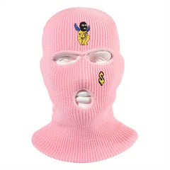 Embroidered Knitted Balaclava Warm Hat