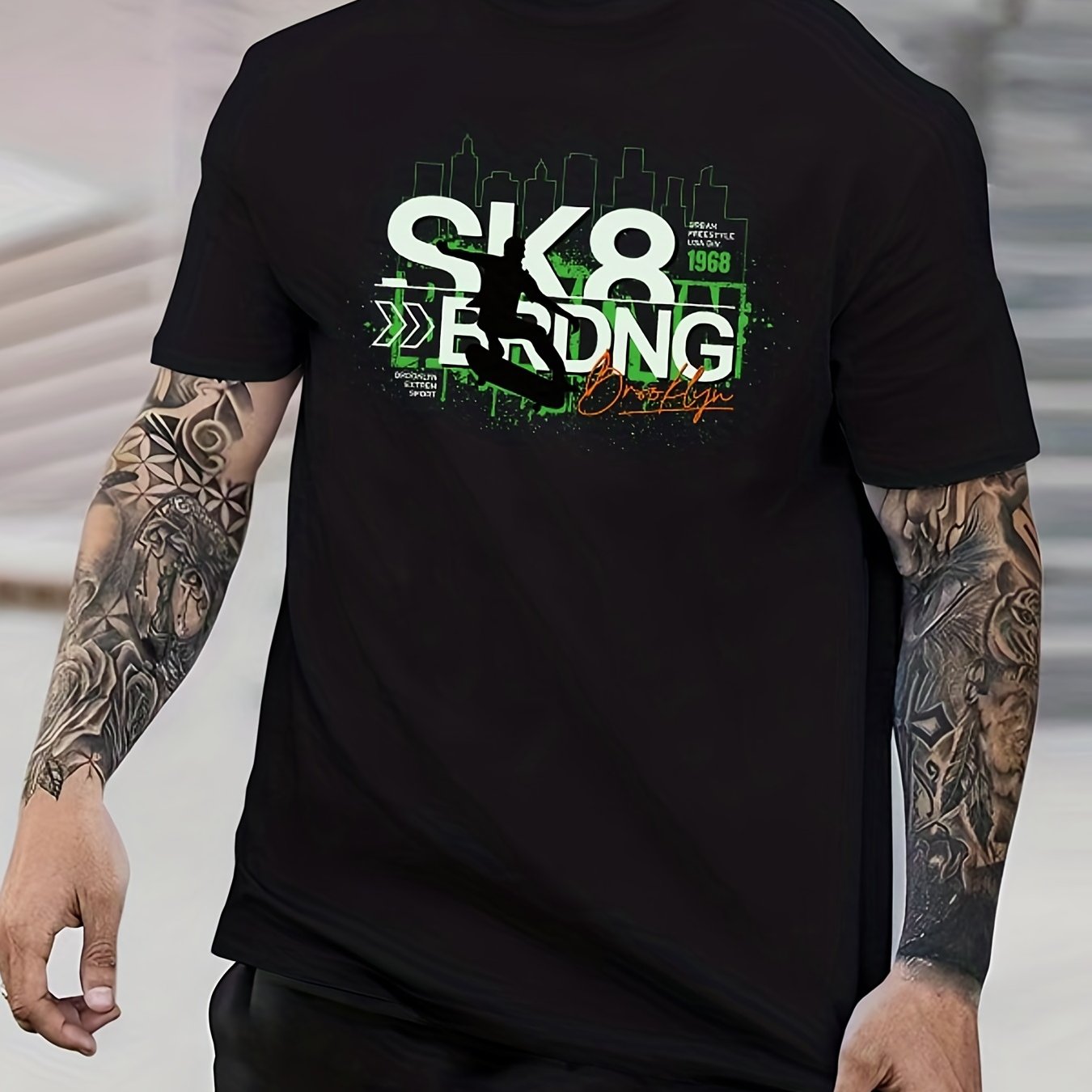 Skater Boy California Print Men's Graphic Crew Neck T-shirt