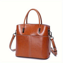 Leather Women's Casual Tote Bag Coffee Brown