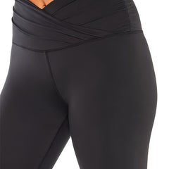 Solid Cross Waist Ruched High Stretch Leggings